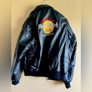Extra large, black leather bomber jacket from San Francisco Hard Rock Cafe